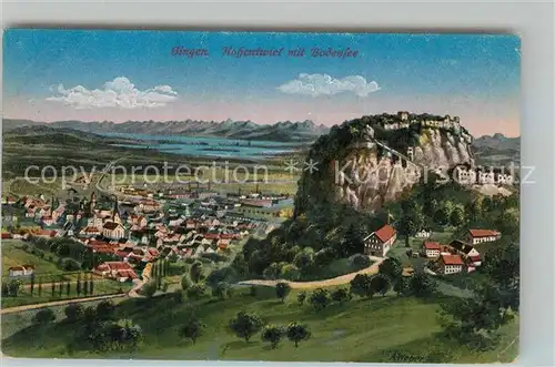 AK / Ansichtskarte Singen_Hohentwiel Vogelschau mti Festung Bodensee Alpen Singen Hohentwiel