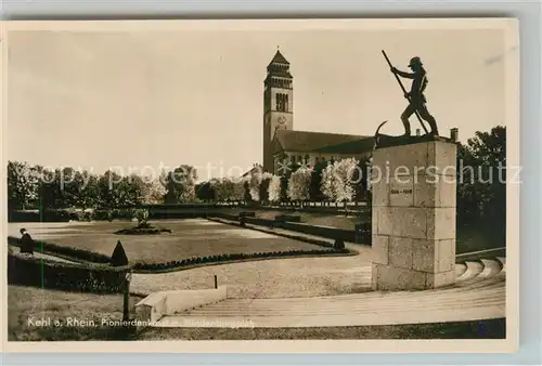 AK / Ansichtskarte Kehl_Rhein Pionierdenkmal mit Hindenburgplatz Kehl_Rhein