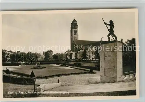 AK / Ansichtskarte Kehl_Rhein Pionierdenkmal mit Hindenburgplatz Kehl_Rhein