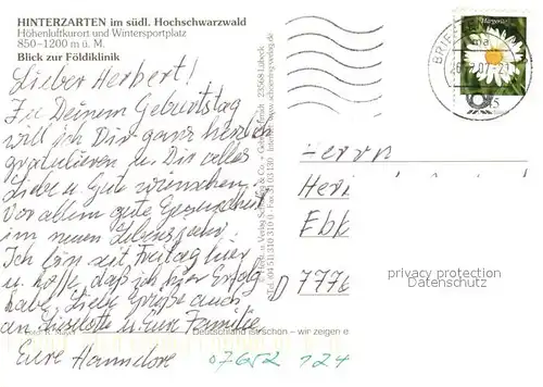 AK / Ansichtskarte Hinterzarten Foeldiklinik Fliegeraufnahme Hinterzarten