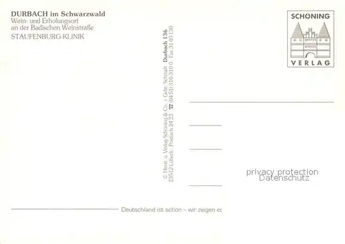 AK / Ansichtskarte Durbach Fliegeraufnahme mit Staufenburg Klinik Durbach