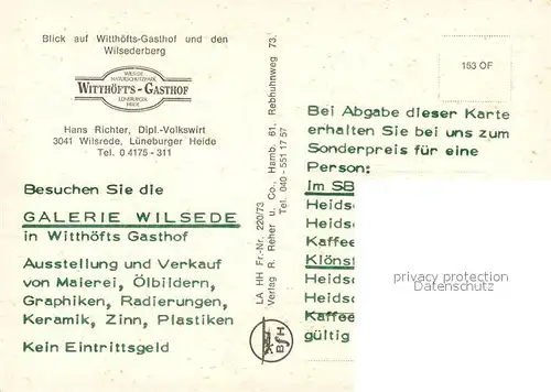 AK / Ansichtskarte Wilsede_Lueneburger_Heide Witthoefts Gasthof Fliegeraufnahme Wilsede_Lueneburger_Heide