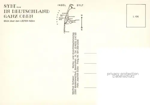 AK / Ansichtskarte Sylt Fliegeraufnahme mit Lister Hafen Sylt