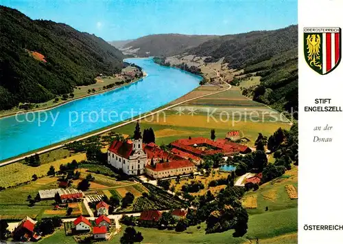 AK / Ansichtskarte Engelhartszell_Donau_Oberoesterreich Abtei Engelszell Fliegeraufnahme Engelhartszell_Donau
