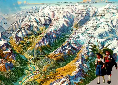 AK / Ansichtskarte &#214;tztal_Tirol Panorama Gletscherwelt S&#246;lden Vent Trachtenkinder 