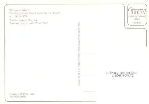 AK / Ansichtskarte Weingarten_Wuerttemberg Basilika Fliegeraufnahme Weingarten Wuerttemberg