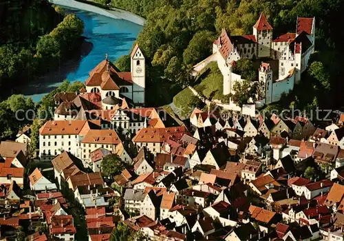 AK / Ansichtskarte Fuessen_Allgaeu Altstadt mit Hohem Schloss und Kloster Sankt Mang Fliegeraufnahme Fuessen Allgaeu