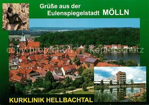 AK / Ansichtskarte Moelln_Lauenburg Panorama Eulenspiegelfigur Kurklinik Hellbachtal Moelln_Lauenburg