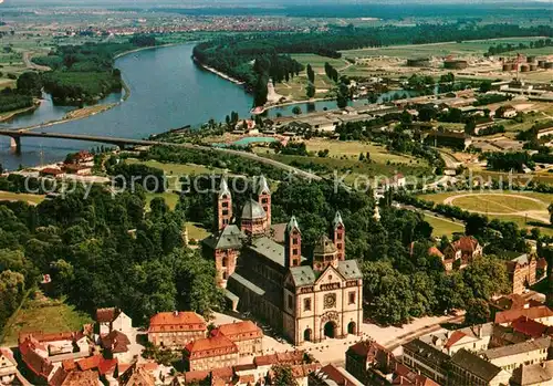 AK / Ansichtskarte Speyer_Rhein Fliegeraufnahme mit Kaiserdom Kathedralkirche Paepstliche Basilika Speyer Rhein