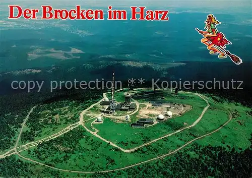 AK / Ansichtskarte Brocken_Harz Fliegeraufnahme mit Brockenhotel und Fernmeldeanlagen Brocken Harz