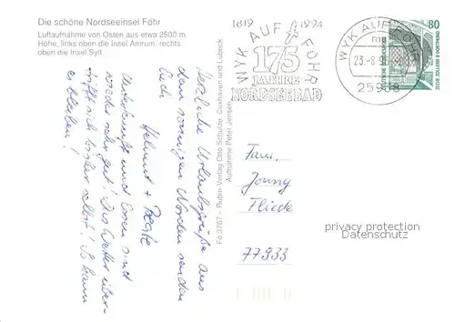 AK / Ansichtskarte Insel_Foehr Fliegeraufnahme Insel_Foehr