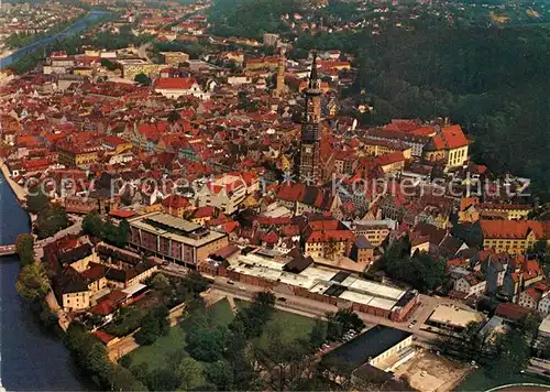 AK / Ansichtskarte Landshut_Isar Fliegeraufnahme Kaufhaus Hertie Laendertor Parkhaus Landshut Isar