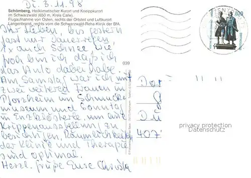 AK / Ansichtskarte Schoemberg_Freudenstadt Fliegeraufnahme Schoemberg_Freudenstadt