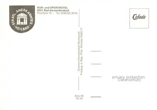 AK / Ansichtskarte Bad_Alexandersbad Fliegeraufnahme Kur Sporthotel Bad_Alexandersbad