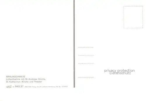 AK / Ansichtskarte Braunschweig Fliegeraufnahme Andreaskirche Katharinenkirche Theater Braunschweig
