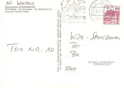 AK / Ansichtskarte Moelln_Lauenburg Fliegeraufnahme Silencehotel Schwanenhof Moelln_Lauenburg