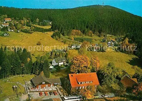 AK / Ansichtskarte Hahnenklee Bockswiese_Harz Fliegeraufnahme Hotel Pension Cafe Glueck auf Hahnenklee Bockswiese