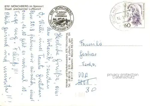 AK / Ansichtskarte Moenchberg_Spessart Fliegeraufnahme Moenchberg Spessart