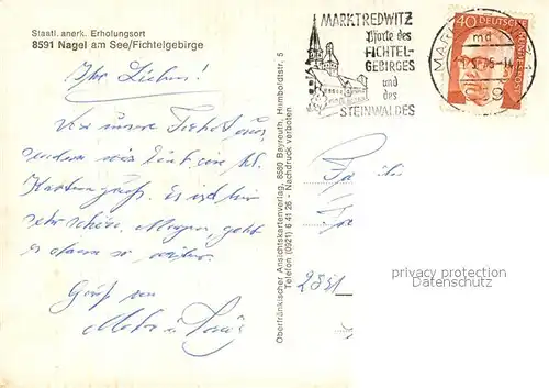 AK / Ansichtskarte Nagel_Oberfranken Fliegeraufnahme Nagel Oberfranken