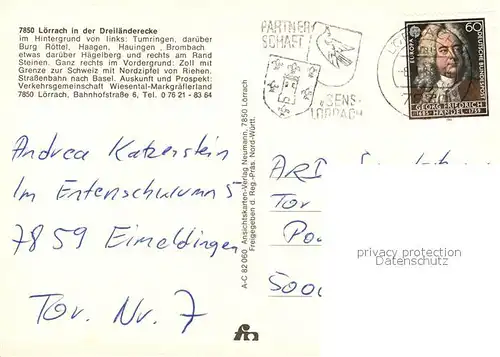 AK / Ansichtskarte Loerrach Fliegeraufnahme Loerrach