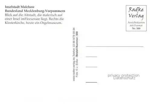AK / Ansichtskarte Malchow Fliegeraufnahme Klosterkirche Altstadt Malchow