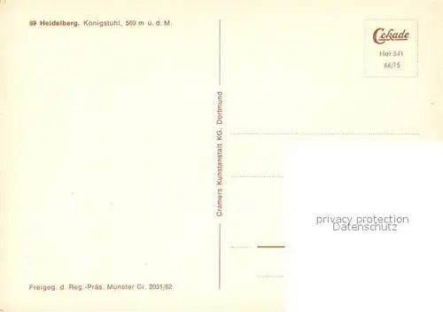 AK / Ansichtskarte Heidelberg_Neckar Fliegeraufnahme Koenigstuhl Heidelberg Neckar