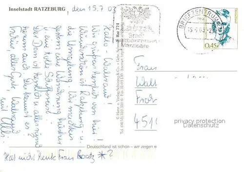 AK / Ansichtskarte Ratzeburg Fliegeraufnahme Ratzeburg