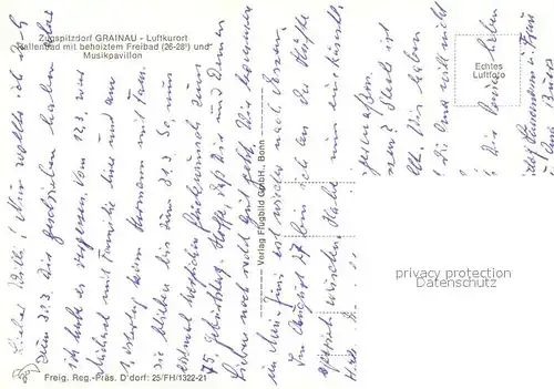 AK / Ansichtskarte Grainau Fliegeraufnahme Hallenbad beheiztes Freibad Musikpavillon Grainau