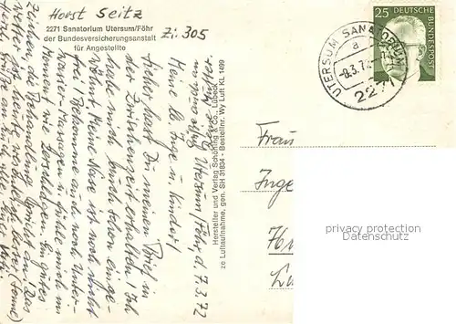 AK / Ansichtskarte Utersum Fliegeraufnahme Sanatorium Utersum