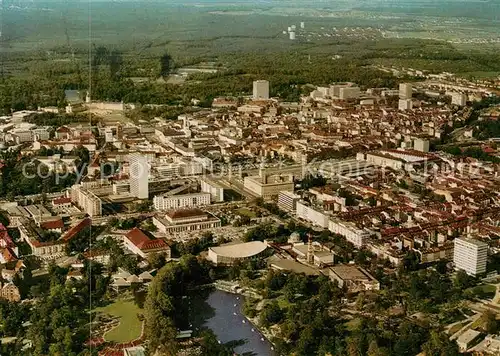 AK / Ansichtskarte Karlsruhe_Baden Fliegeraufnahme Stadtzentrum Karlsruhe_Baden