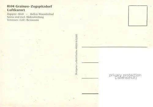 AK / Ansichtskarte Grainau Zugspitzbad Hallenbad Freibad Luftkurort Fliegeraufnahme Grainau