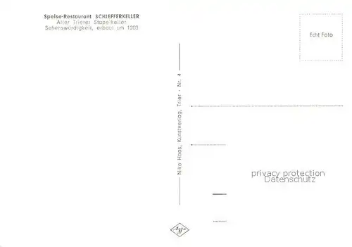 AK / Ansichtskarte Trier Restaurant Schieferkeller Trier