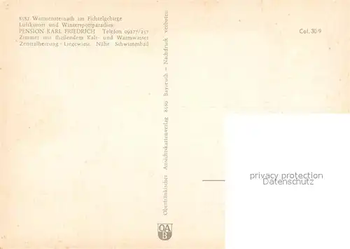 AK / Ansichtskarte Warmensteinach Pension Friedrich Warmensteinach
