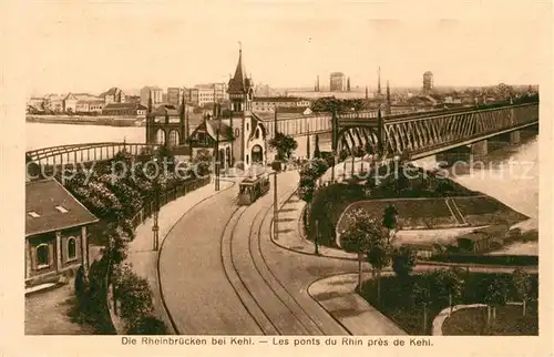 AK / Ansichtskarte Kehl_Rhein Rheinbruecken Strassenbahn Kehl_Rhein