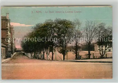 AK / Ansichtskarte Kehl_Rhein Le Stade devant la Caserne Charlet Kehl_Rhein