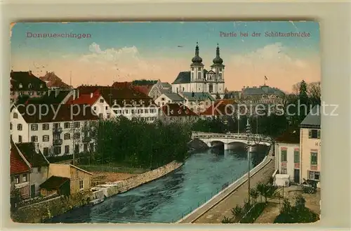 AK / Ansichtskarte Donaueschingen Partie bei der Schuetzenbruecke Donaueschingen