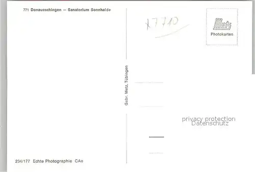 AK / Ansichtskarte Donaueschingen Sanatorium Sonnhalde Donaueschingen