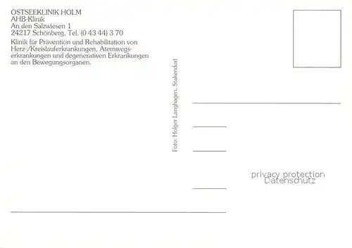 AK / Ansichtskarte Schoenberg_Holstein Ostseeklinik Holm AHB Klinik Fliegeraufnahme Schoenberg_Holstein