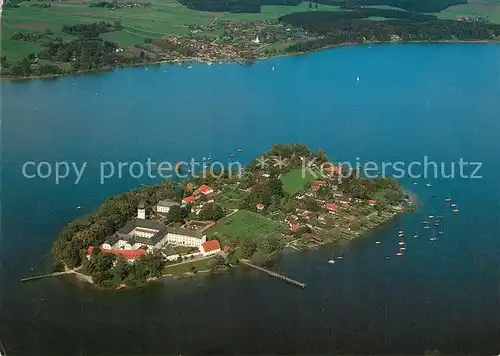 AK / Ansichtskarte Fraueninsel_Chiemsee Fliegeraufnahme mit Abtei Frauenwoerth Fraueninsel Chiemsee
