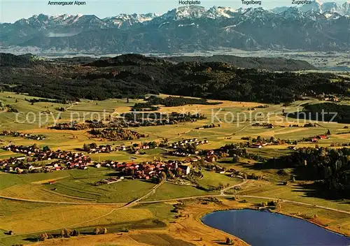 AK / Ansichtskarte Seeg Fliegeraufnahme mit Ammergauer Alpen Seeg