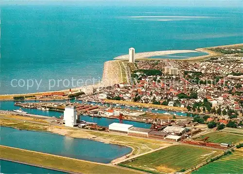 AK / Ansichtskarte Buesum_Nordseebad Fliegeraufnahme mit Hafenanlagen Buesum_Nordseebad