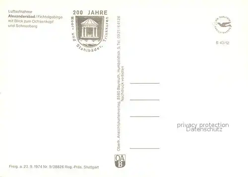 AK / Ansichtskarte Alexandersbad_Bad Fliegeraufnahme mit Ochsenkopf und Schneeberg Alexandersbad_Bad