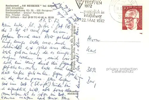 AK / Ansichtskarte Gifhorn Restaurant Am Heidsee Fliegeraufnahme Gifhorn