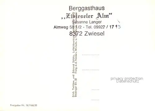 AK / Ansichtskarte Zwiesel_Niederbayern Berggasthaus Zwieseler Alm Fliegeraufnahme Zwiesel Niederbayern