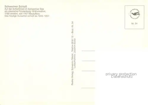 AK / Ansichtskarte Schwerin_Mecklenburg Schweriner Schloss Fliegeraufnahme Schwerin_Mecklenburg