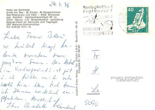 AK / Ansichtskarte Kellersee Fliegeraufnahme Hotel Kellersee