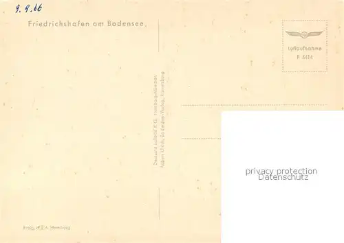 AK / Ansichtskarte Friedrichshafen_Bodensee Fliegeraufnahme Friedrichshafen Bodensee