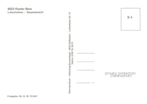 AK / Ansichtskarte Banz_Bad_Staffelstein Kloster Fliegeraufnahme Banz_Bad_Staffelstein