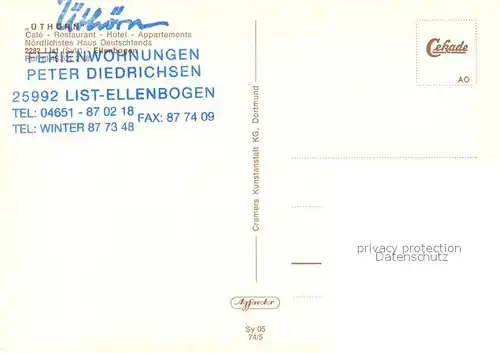 AK / Ansichtskarte Ellenbogen_Sylt Cafe Restaurant Hotel uethoern Fliegeraufnahme Ellenbogen_Sylt