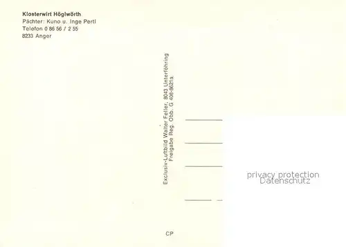 AK / Ansichtskarte Hoeglwoerth Klosterwirt Gaststaette Kloster Alpen Fliegeraufnahme Hoeglwoerth